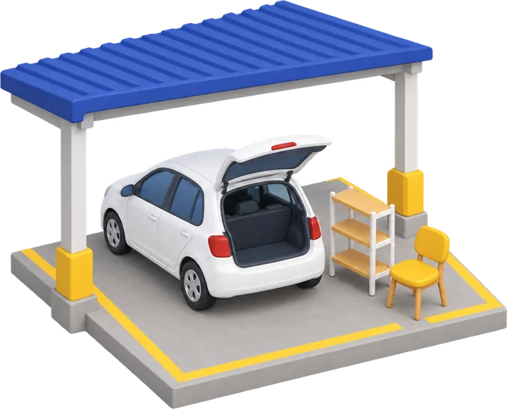 粗大ごみを車で施設に持ち込むイラスト
